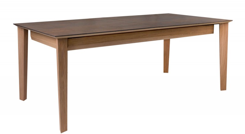 Table en céramique avec pieds bois pour des matériaux nobles et design.